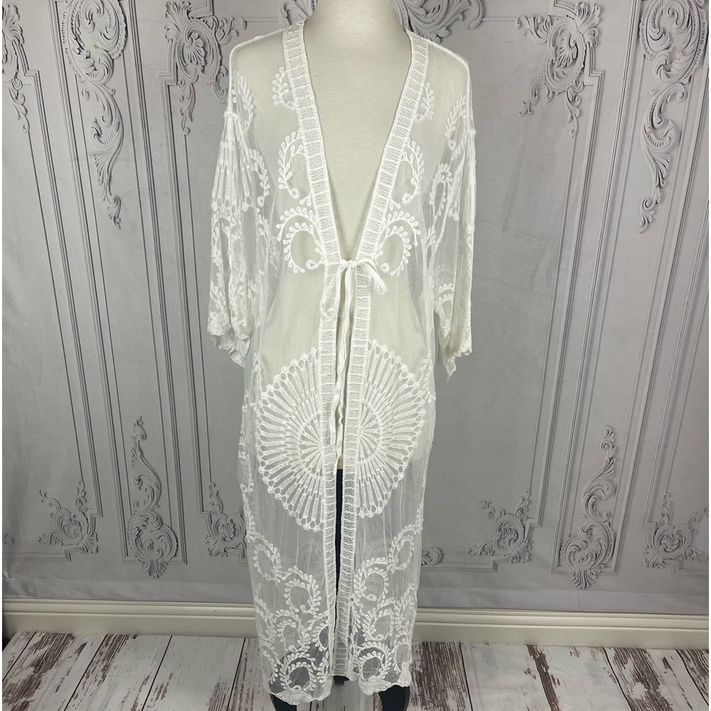 Bohemian Lace Kimono Cardigan Swimsuit Coverup - Picture 6 of 11